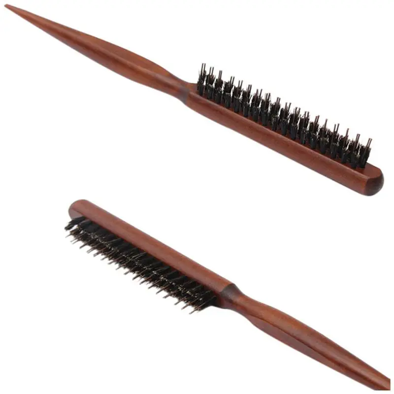 Деревянная ручка натуральная щетка для волос из шерсти кабана пушистая расческа Парикмахерская цвет древесины
