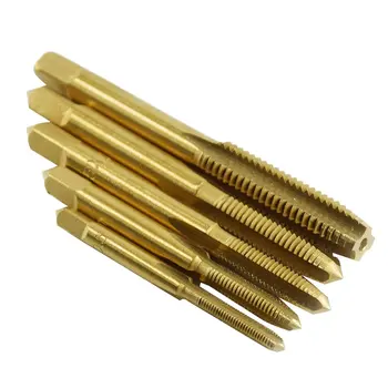 

5PCS M3/M4/M5/M6/M8 HSS Titanium Plated Machine Straight Fluted Screw Thread Metric Plug Hand Tap Drill Set Hand Tools