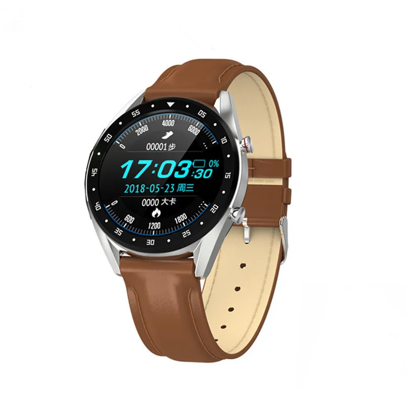 Brown Leather L7 Bluetooth Смарт-часы для мужчин ЭКГ+ PPG HRV монитор сердечного ритма кровяного давления IP68 Водонепроницаемый умный браслет Android IOS - Цвет: Brown Leather