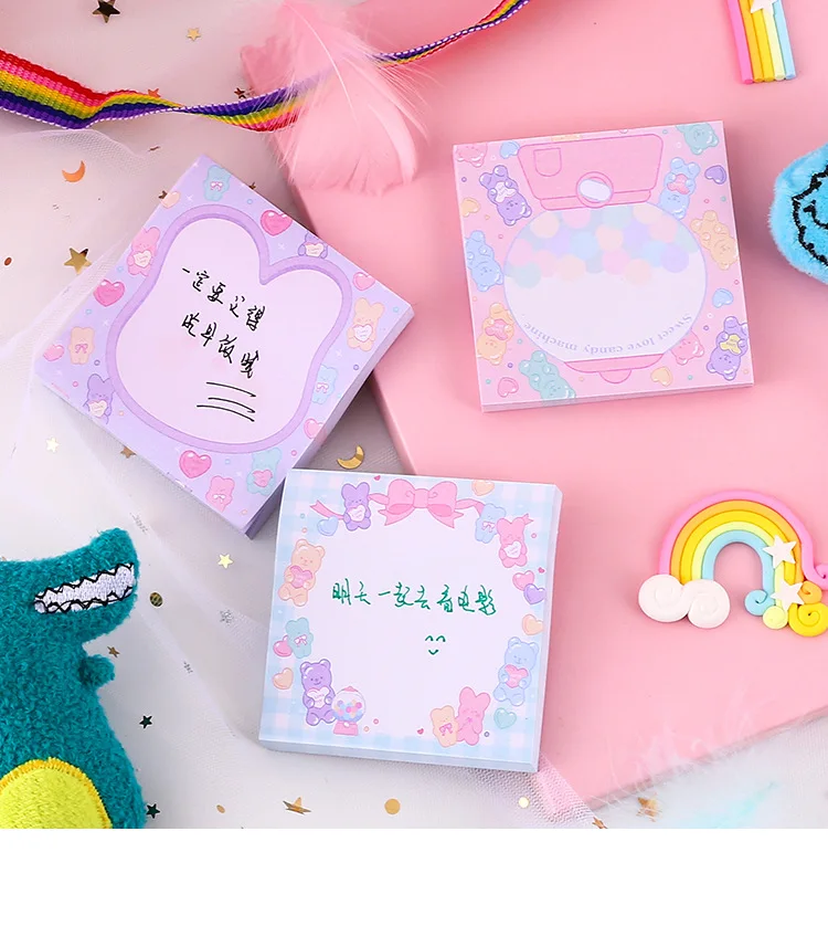 Note Paper Creative Cute Cartoon GIRL'S Heart Network Red Sticky Notes for Student Hipster Cool Carry-on Pockets Notebook