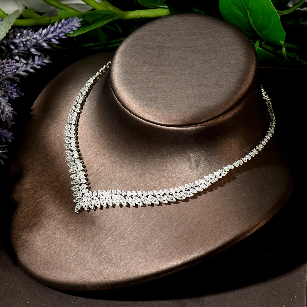 HIBRIDE Luxury Leaf Design Statement Jewelry Set For Women Wedding Cubic Zircon CZ African Dubai Bridal Jewelry bijoux N-1914 - Image 5