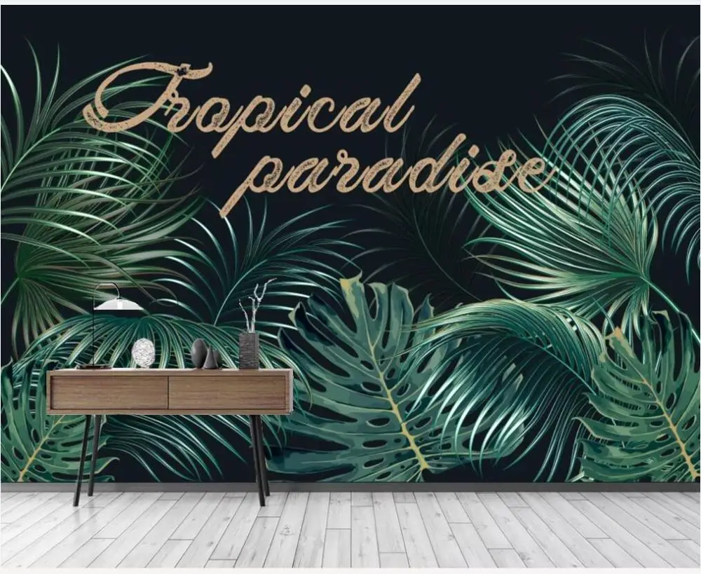 XUE SU Wall covering professional custom wallpaper mural European retro plant rainforest banana leaf background wall xue su wall covering professional custom wallpaper mural modern minimalist hand painted plant leaves background wall