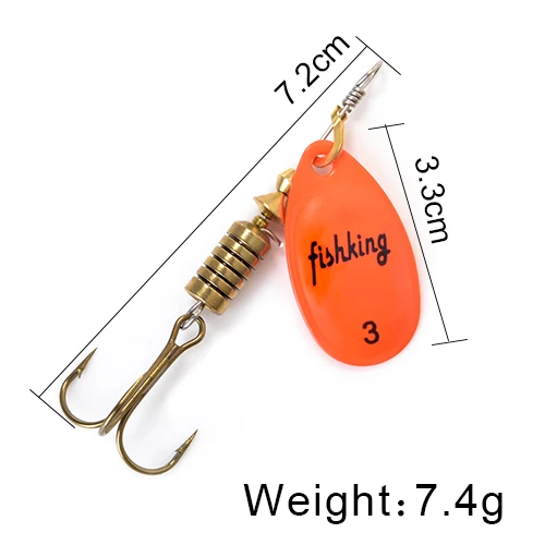 FISH KING Spinner Bait 3.9g 4.6g 7.4g 10.8g 15g Spoon Lures pike Metal With Treble Hooks Arttificial Bass Bait Fishing Lure as photo