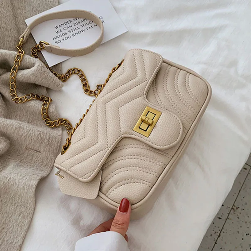 

ETAILL 2019 PU Leather Quilted Women Messenger Bag Plaid Ladies Crossbody Bag Chain Trendy Candy Color Small Flap Shoulder Bags