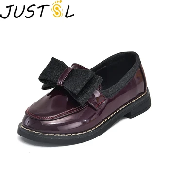 

JUSTSL Girls Soft Bottom Princess Shoes 2020 Spring New British Style Fashion Kids Shoes Children Black Shoes