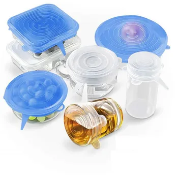 6pcs set Kitchen Accessories Gadgets Silicone Food Lid Stretch Universal Bowl Pot Pan Fruit Vegetable