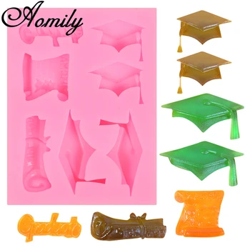 

Aomily Bachelor Cap Shaped Silicone Molds Graduation Fondant Cake Mold Sugar Craft Chocolate Moulds Tools Baking Accessories