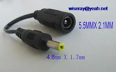 

DHL/EMS 250 pcs DC Power Jack converter Cable 5.5 x 2.1mm Female to 4.8 x 1.7mm Male Plug-A7