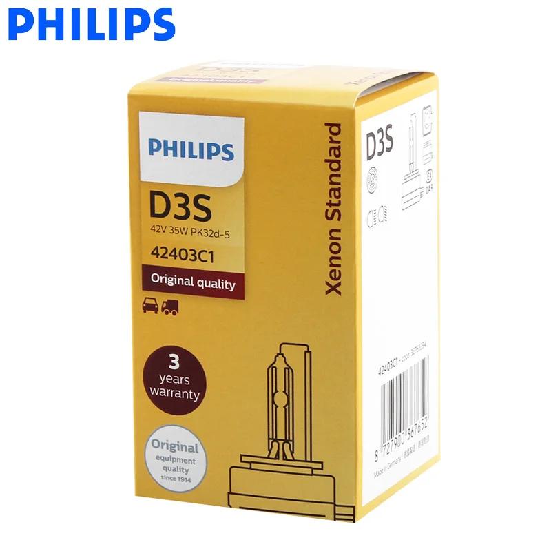 Philips D3S HID 42403C1 35 Вт ксенон Стандартный головная лампа 4200 к яркий белый светильник Авто изначальную лампу ECE утвердить Аутентичные, 1X