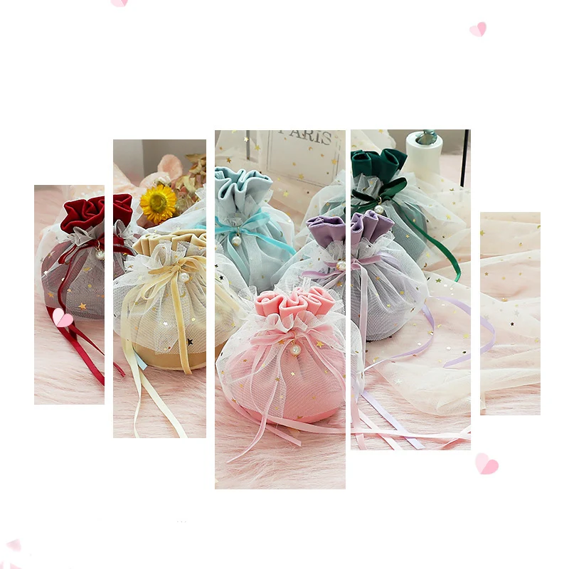 Wedding Candy Bag Flannel Wedding Candy Packing Bag Decorate  Decor High-end Widely Used Pink L : Home & Kitchen