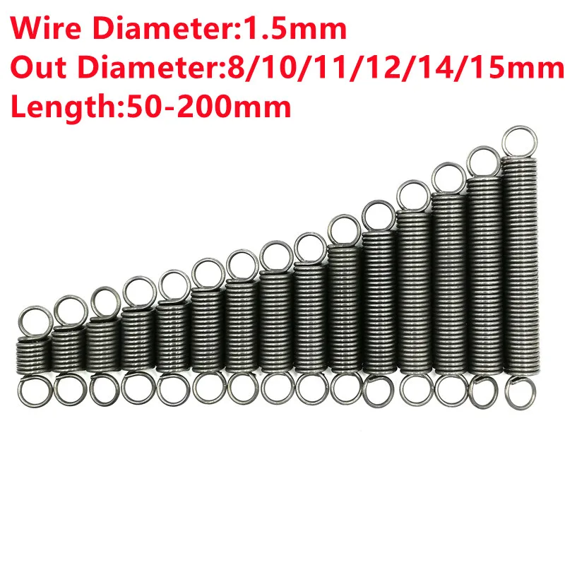 

3PCS,Custom Tension Spring Pullback Extension Spring,1.5mm Wire Dia*8/10/11/12/14/15mm Out Dia*50/60/70/80/100/150/200mm Length