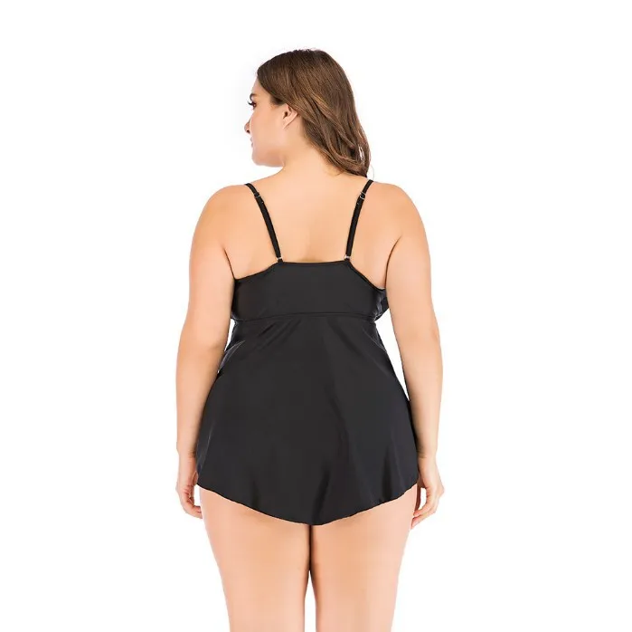 

2019 New Style Europe And America Large Size One-piece Cake Dress Bathing Suit Solid Color Flounced Slimming Slim Fit Swimwear