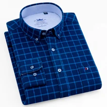 Мужская клетчатая рубашка на пуговицах из матового хлопка с одним карманом и длинным рукавом, плотная теплая Повседневная рубашка