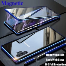 For Samsung Galaxy Note 10 Magnetic Case 360 Front and Back Tempered Glass Cover for Samsung Note10 Plus Pro Metal Bumper Case