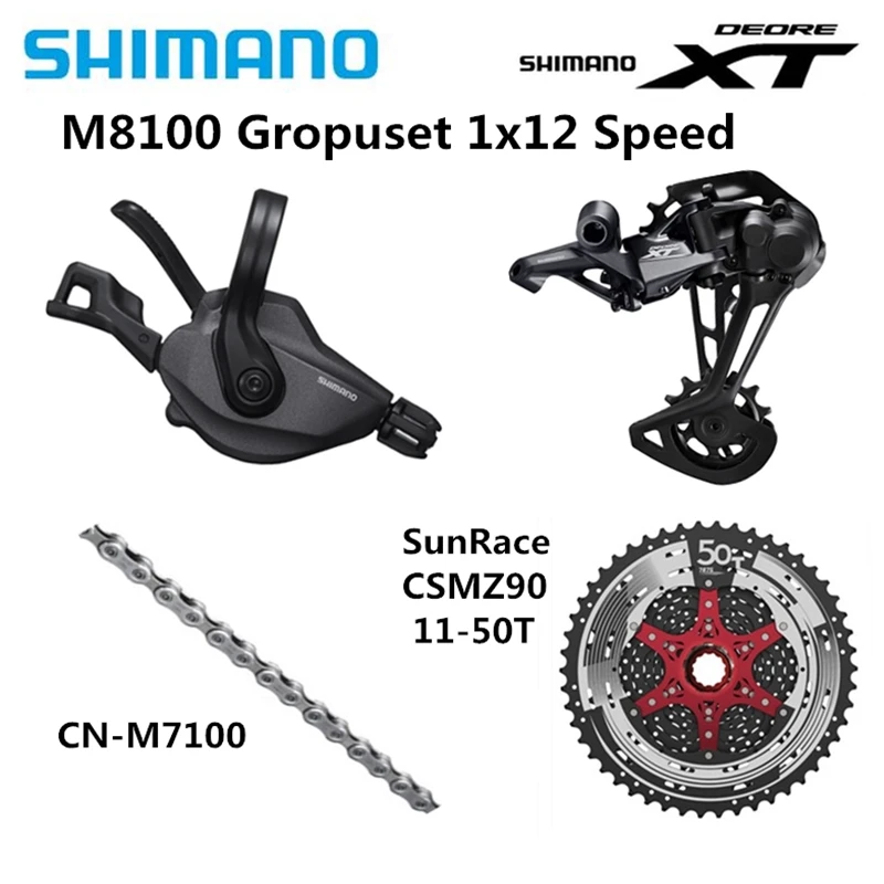 SHIMANO DEORE XT M8100 4 шт. набор горного велосипеда 1x12s 11-50T SL+ RD+ CSMZ90+ KMCX12/CN-M7100 задний переключатель длинная клетка