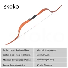 

Outdoor Sports Archery Hunting Traditional Bow Recurve Beauty Hunting Straight Pull Bow Detachable Traditional Bow