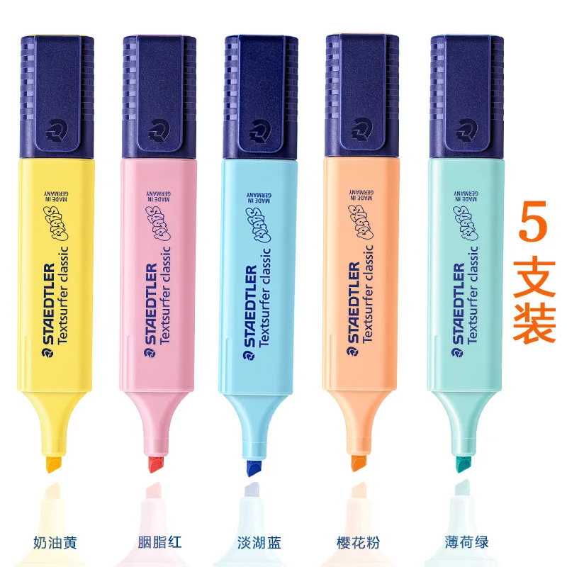 

Set of 5 Staedtler Textsurfer Classic Pastel Highlighter Marker Pens Ten Colors Office Supplies School Supplies