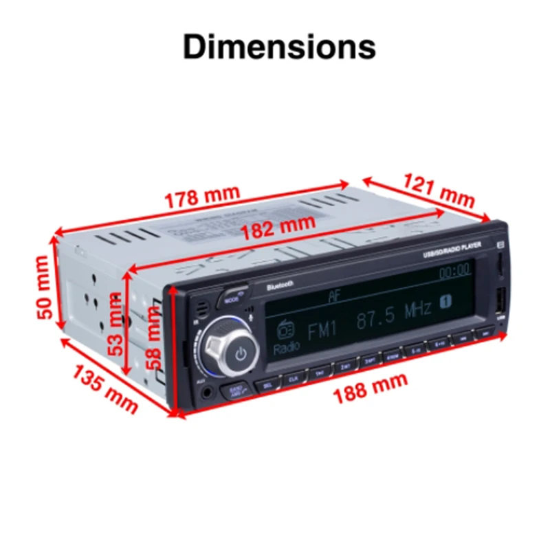 1Din DAB+ приемник автомобильный Радио MP3 Стерео Авторадио Поддержка AM FM RDS Bluetooth USB SD AUX с DAB антенной