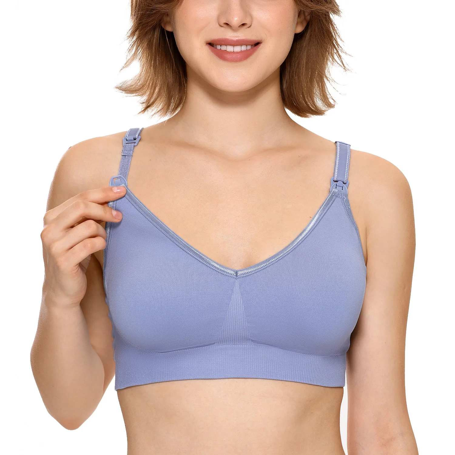 Gratlin Women's Comfort Support Maternity Wirefree Seamless Nursing Bra - Color: Mystery Blue05