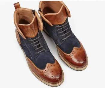 

High Quality Fashion Men Pu Leather Zipper Boot Male Casual Classic Trendy Vinage Stylish Wing-tip Boots Zapatos De Hombre 4M410