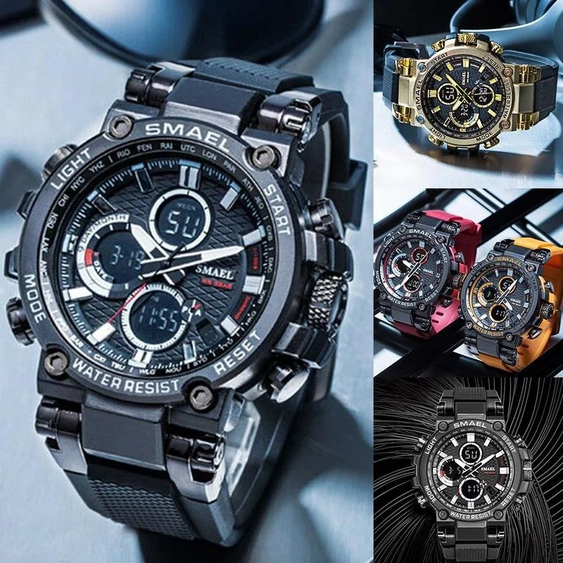 

1803 New Sports Waterproof Double Display Men's Watch Multi-function Alloy Electronic Watch Relogio Mulher Sport Watch 007