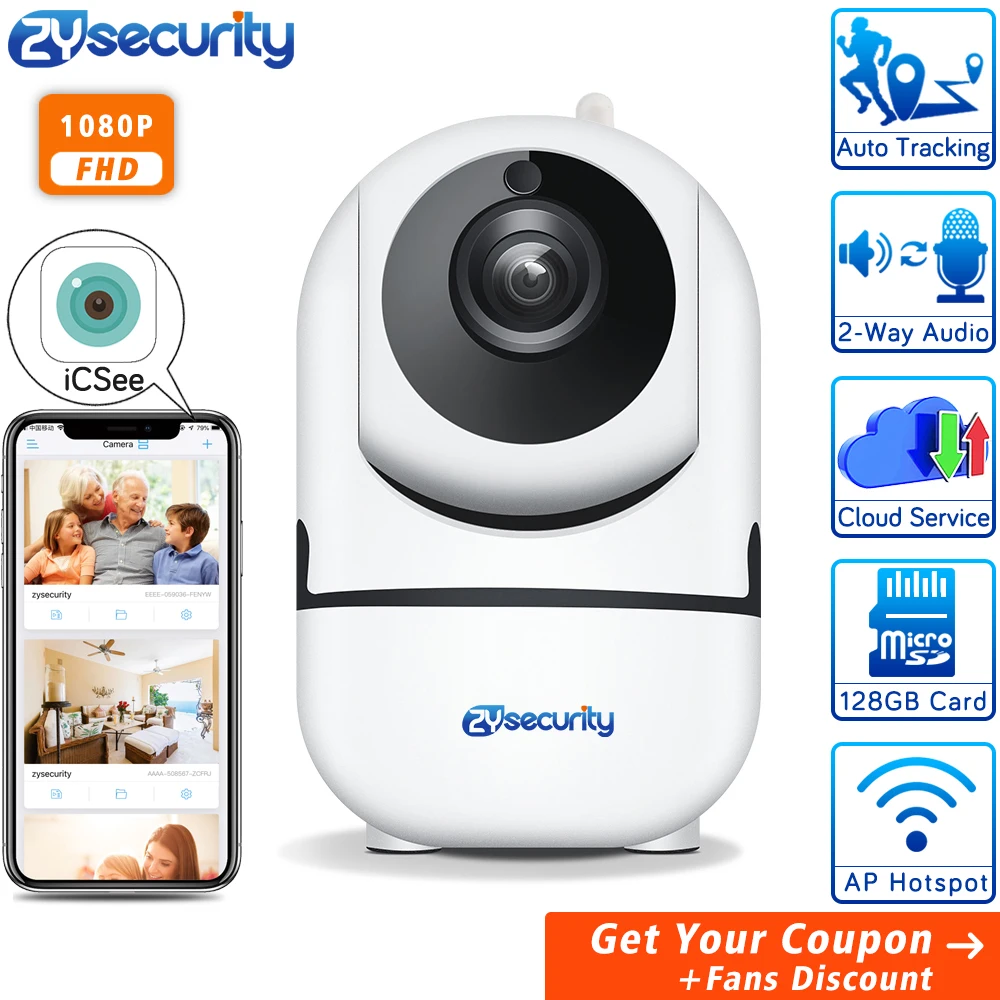 1080P Wifi Camera Auto Tracking Smart Wireless Home Security Camera iCSee Audio Alarm PTZ CCTV Vide - 4.00019E+12