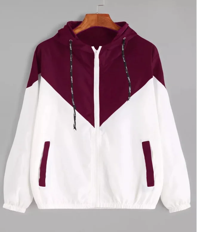 

High Quality Cool Kpop Sport Stylish Light Long sleeve Zipper Hoodies Sweatshirt Splicing Colouring Irregular Hat Coat Fashion