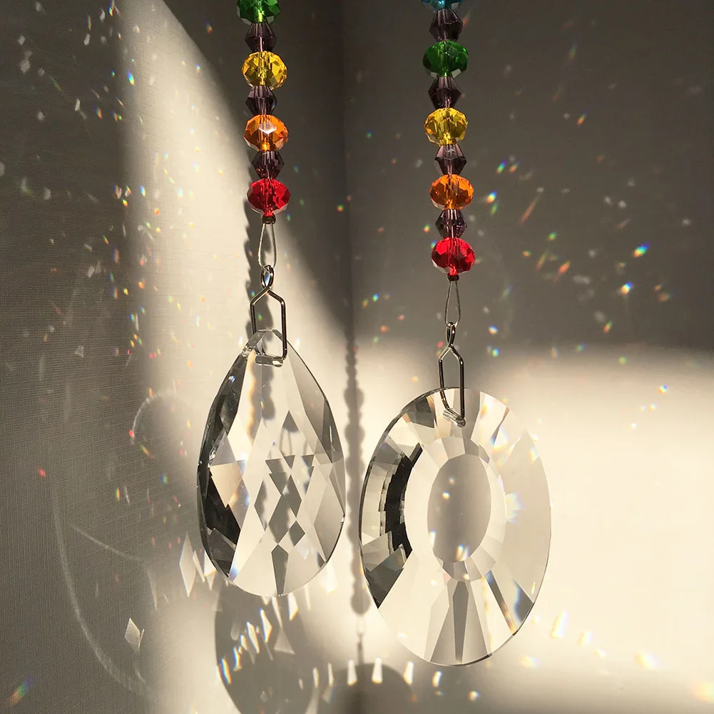 50 мм 2 шт./компл. кристаллы призмы Suncatchers Радуга окна шторы чакра Защита от солнца с пятизвездочными бусинами Декор для дома и сада