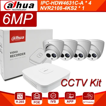 

Dahua 6MP 8+4 Security CCTV Camera Kit With NVR2108-4KS2 IP Camera IPC-HDBW4631C-A P2P Surveillance System Easy To Install