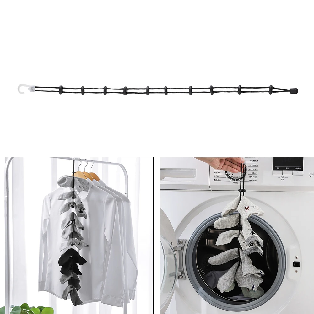 

Adjustable Multi-Function Socks Hanging Rope Useful Clothes Hanger And Washing Basket Net For Wardrobe Storage Home Accessories
