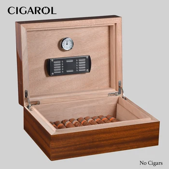 

CIGAROL Cedar Wood Large Humidor with Hygrometer and Humidifier Excellent Craftsmanship Cigar Box for Cigar Lovers Cigar Sets