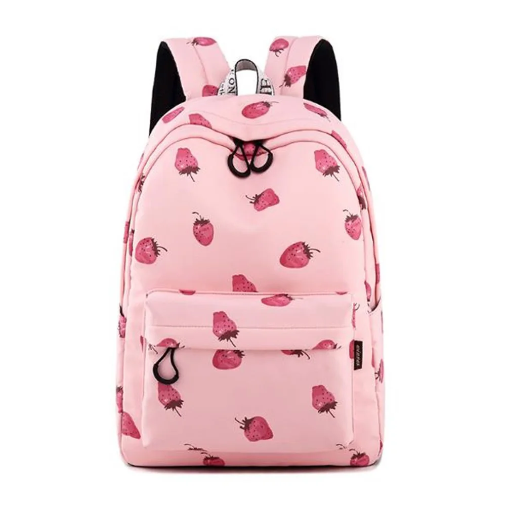 

Women Fashion Backpacks Pink Waterproof Harajuku Shoulder Bags Strawberry Printing Rucksack Teenage Girls Mochila School Bags