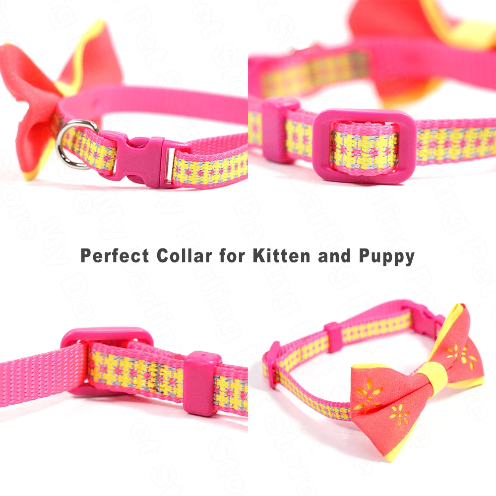 Small Dog Collar Pet Cat Collars for Dog Necklace Collar Bow Tie Breakaway Nylon Collars for Pets Kitten Cats Products Breakaway Small Dog Collar Pet Cat Collars for Dog Necklace Collar Bow Tie Breakaway Nylon Collars for Pets Kitten Cats Products Breakaway