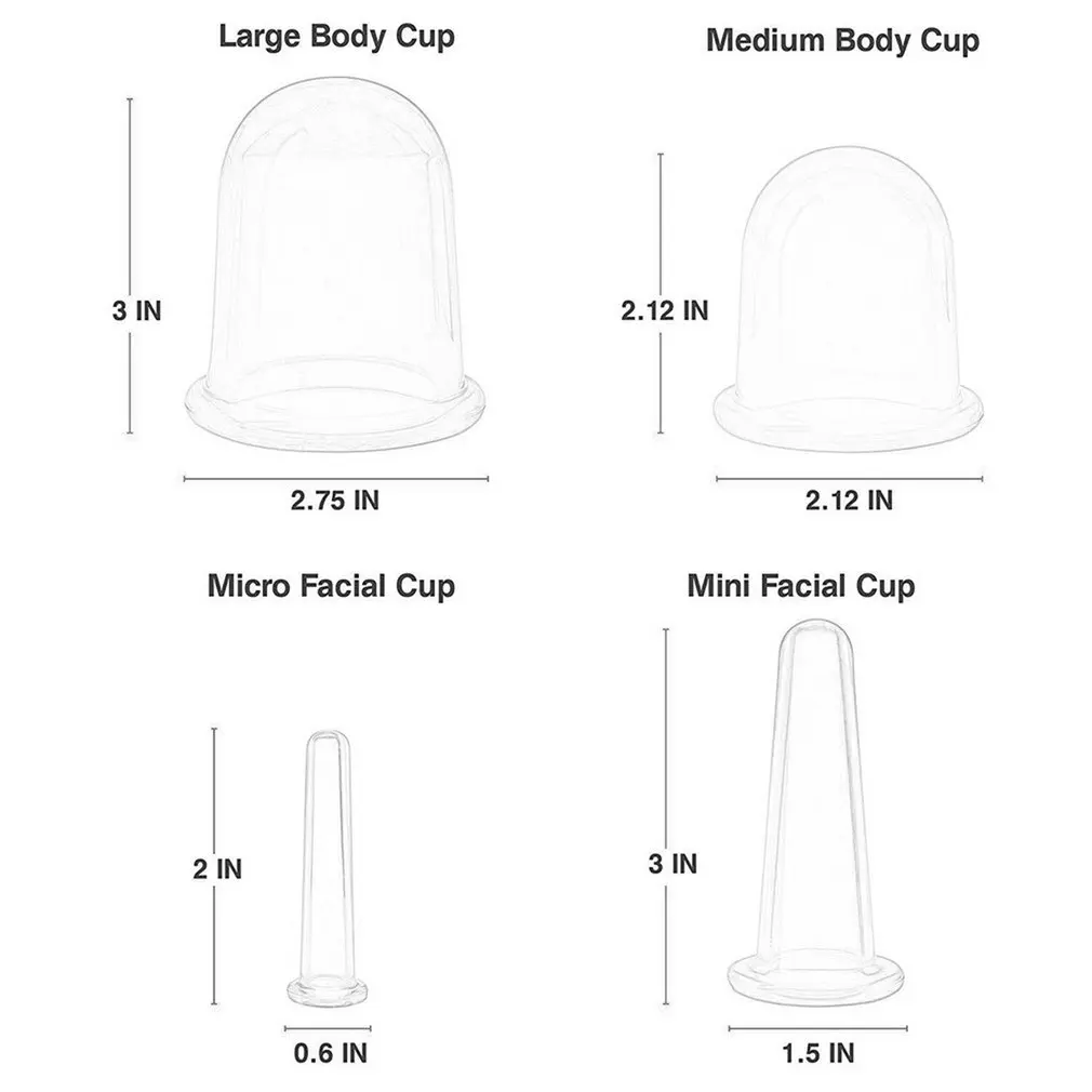 Vacuum Silicone Cupping Body Massage Helper Anti Cellulite Cups Family Health Care Massage Face Neck Medical Pump Suction 4Pcs