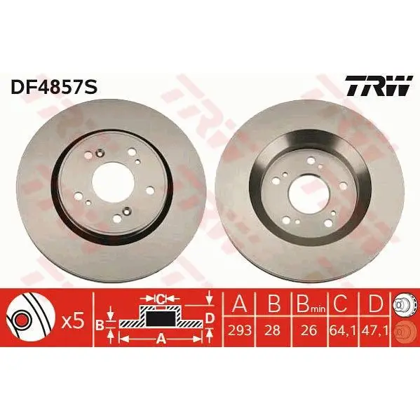Диск тормозной HONDA CR-V III 2.0-2.4 07- передний TRW DF4857S
