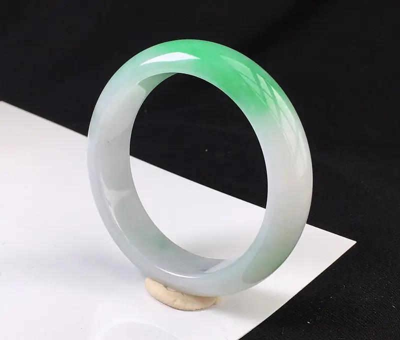 

Zheru jewelry natural Burmese jade light green 54-64mm two-color bracelet elegant princess bracelet best gift