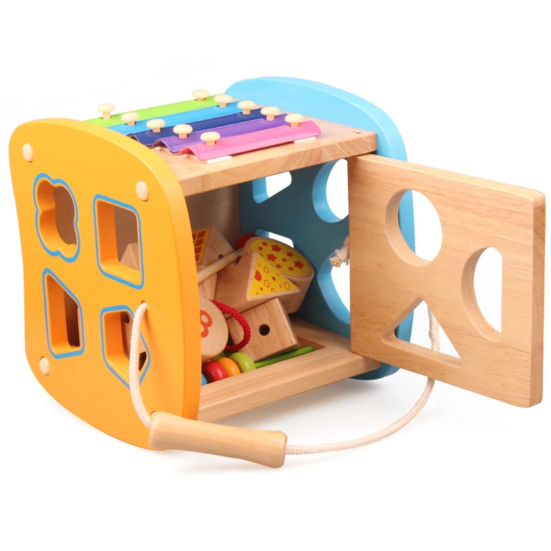  Multi-function Shape Box Toy Contains Xylophone Abacus Assembly Building Blocks Baby Early Head Sta