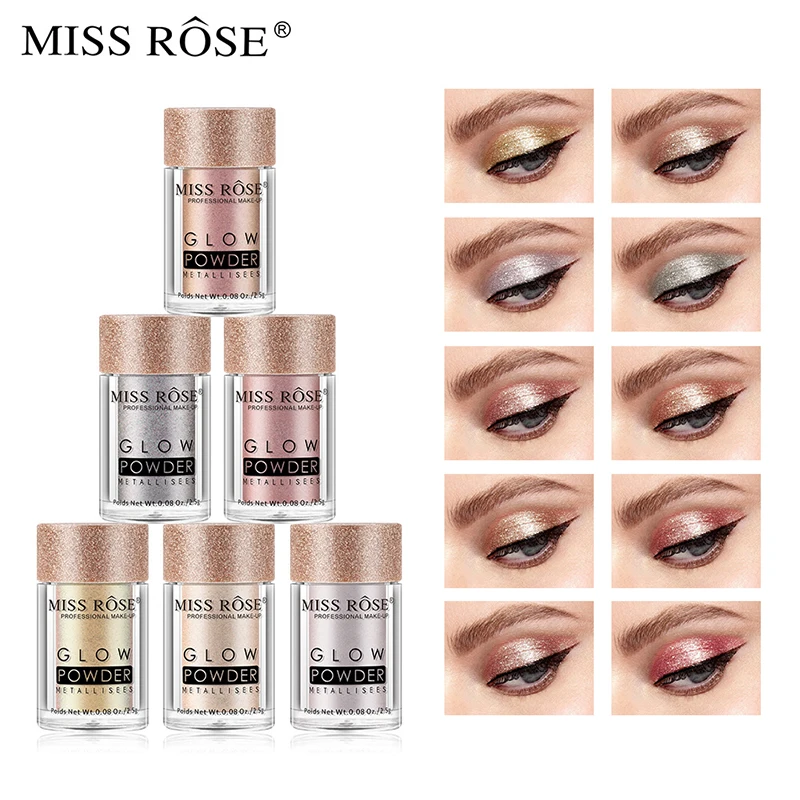 MISS ROSE Shimmer Свободные Тени для век Пудра Макияж Пигмент Водонепроницаемый Блеск Тени для век 3D телесный металлик глаза Пудра Косметика