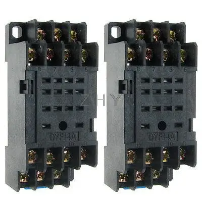 

14 Terminals Solid State Module Relay Sockets 2 Pcs Black