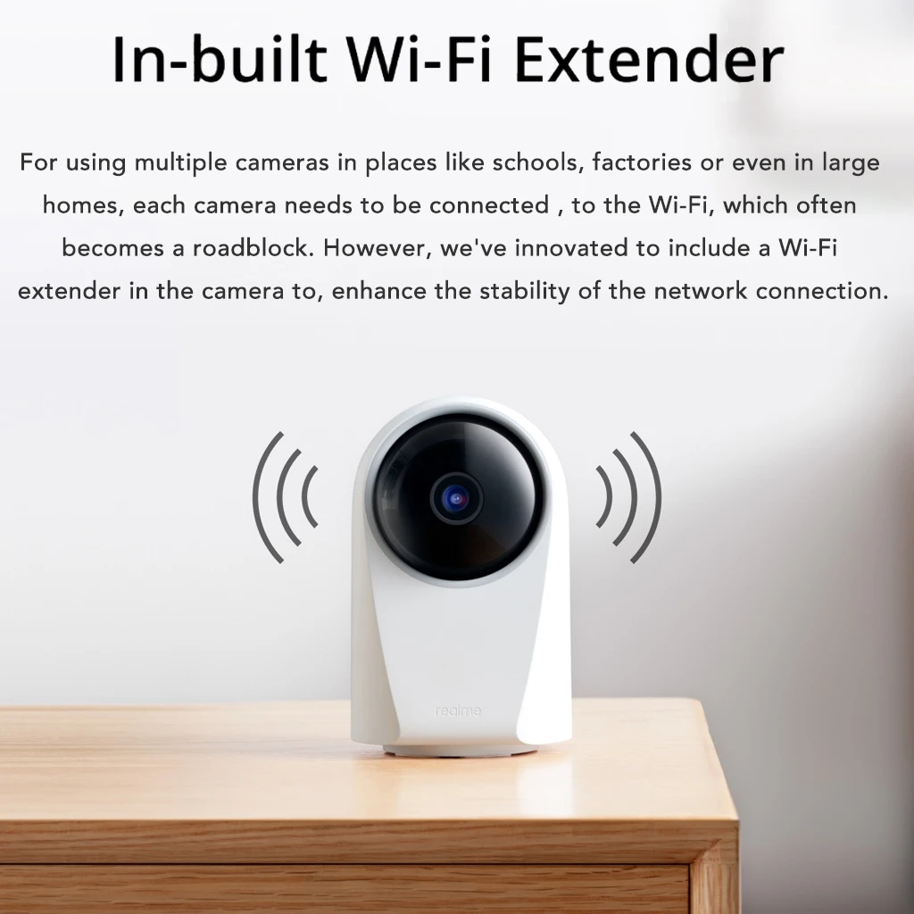 realme Smart Camera Wifi 360° 1080p Video Recording AI Motion Detection Monitor 360° Vision Supports up to 128GB Memory Card