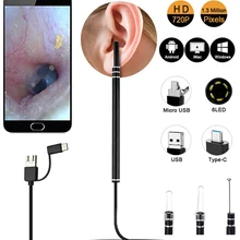 Medico In Ear Endoscopio Cucchiaio Mini Macchina Fotografica di Pulizia Dell'orecchio Picker Orecchio Cera di Rimozione Orecchio Visiva Bocca Naso Otoscopio Supporto Android PC