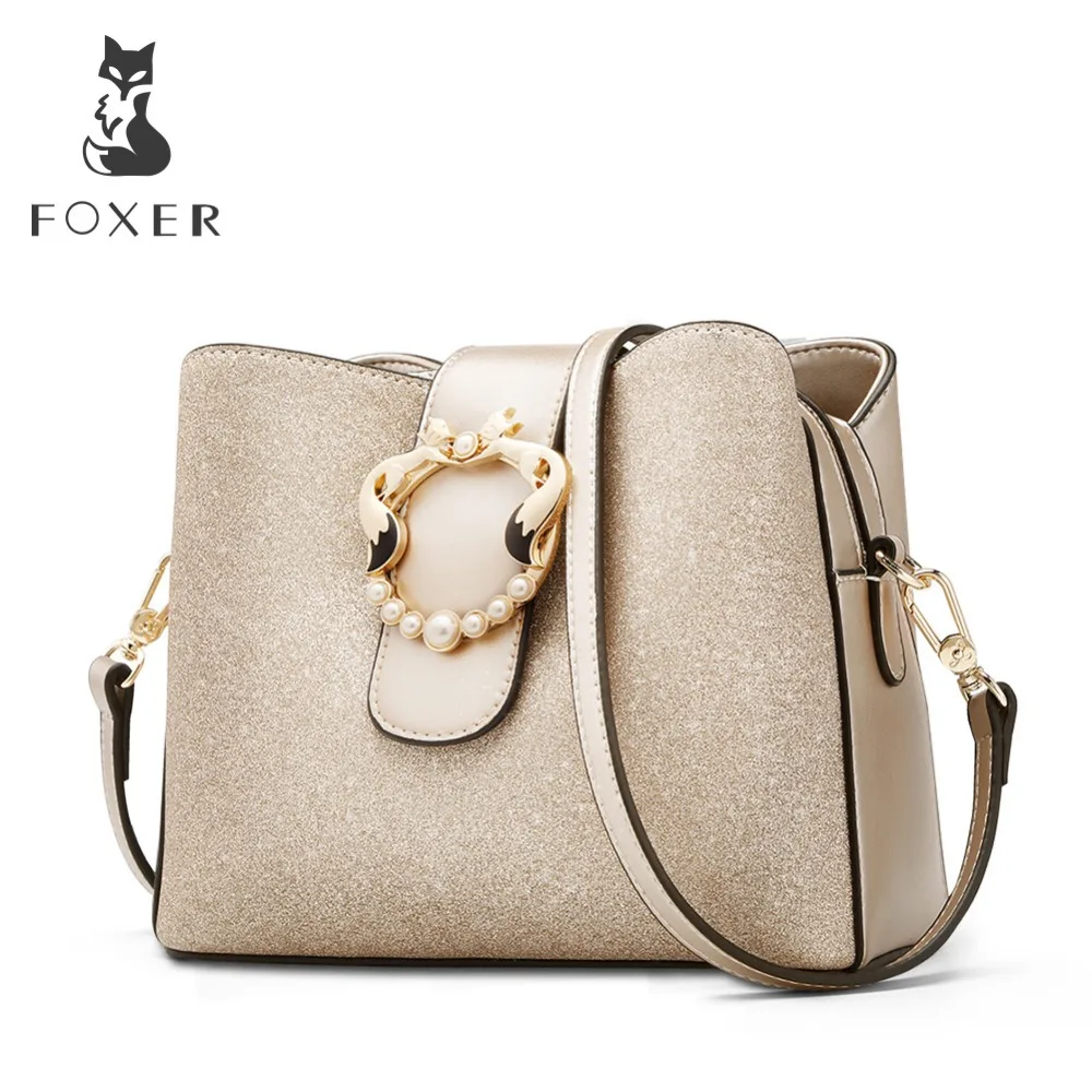 Сумка мешок FOXER Женская, блестящая, вместительная|Сумки с ручками|   | АлиЭкспресс