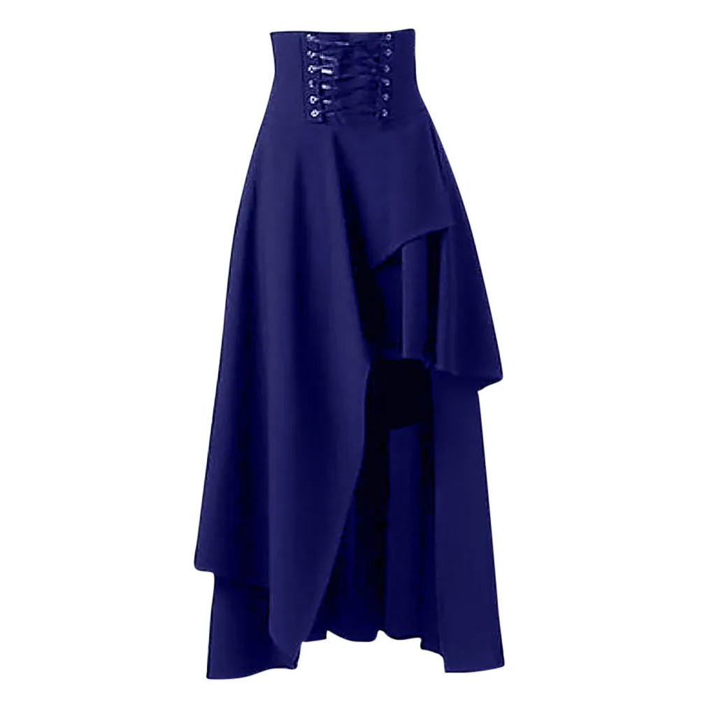 Faldas mujer moda, юбки женские, одноцветные, готические, многослойные, в стиле панк, кружевные, необычные, вечерние, длинные, зимние юбки, jupe femme saia midi - Цвет: Blue