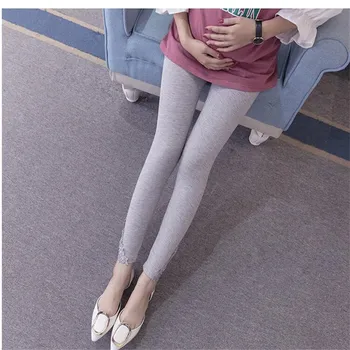 

Ladies Pregnancy Leggings Ankle High Waist Over Belly Bump Modal Cotton Lace Crochet Black Grey Plus Size Xxl Maternity Legins