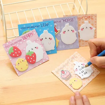 

4 Colors Available Kawaii Rabbit Memo Pad Sticky Notes School Supplies Adhesive Paper Bookmark Stickers Stationery Label Planner