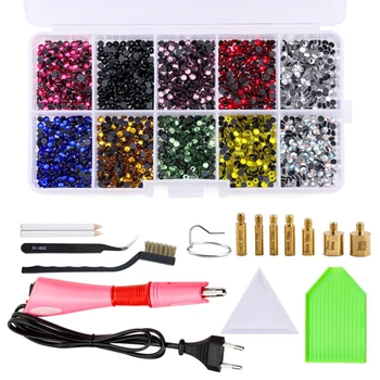 

2000 pieces of double rhinestone hot repair applicator rhinestone wand mixed color with 7 nozzles crystal glass Strass iron