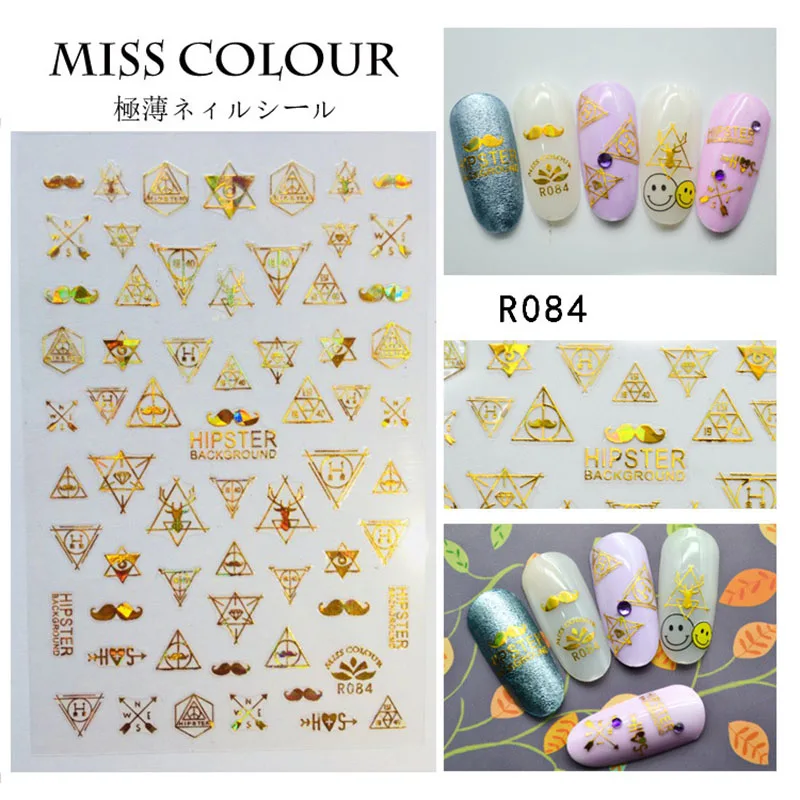 Gold/white/silver/black Nails Strip summer and Egypt and mysterious 3D Adhesive Decal Wave Nail Art Foil Slider Design 2