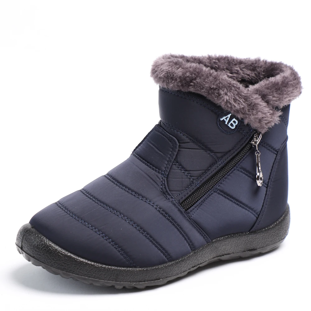 Botas de nieve cálidas de felpa para hombre y mujer, zapatos informales  para exteriores, botines planos de gamuza, botines de talla grande 48,  color negro, azul y gris - AliExpress