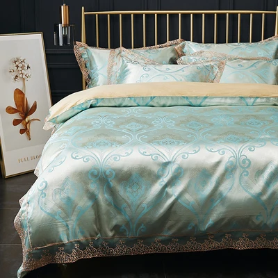 Oshines Luxury Jacquard Decoration Europe Style Set Of Bed Linens Double Bed Cover 220/240 cmElastic Sheet King And Queen Size L - Цвет: Hulk