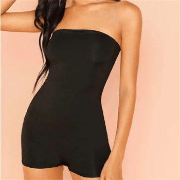 

Sexy Off Shoulder Bodycon Playsuit Ladies Slim Overalls High Waist Beach Short Playsuits Tube Tops Strapless Playsuit Romper